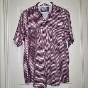 Magellan Outdoors Shirt Mens Large Maroon White Texas Print Fishing Vented